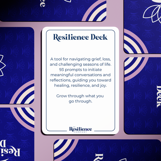 The Resilience Deck is a tool for navigating grief, loss, and challenging seasons of life. It includes 93 prompts to initiate meaningful conversations and reflections, guiding individuals toward healing, resilience, and joy.
